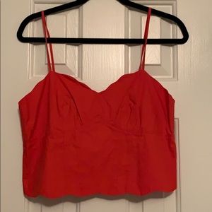 NWT - Red Scalloped Crop Top - Anthropologie